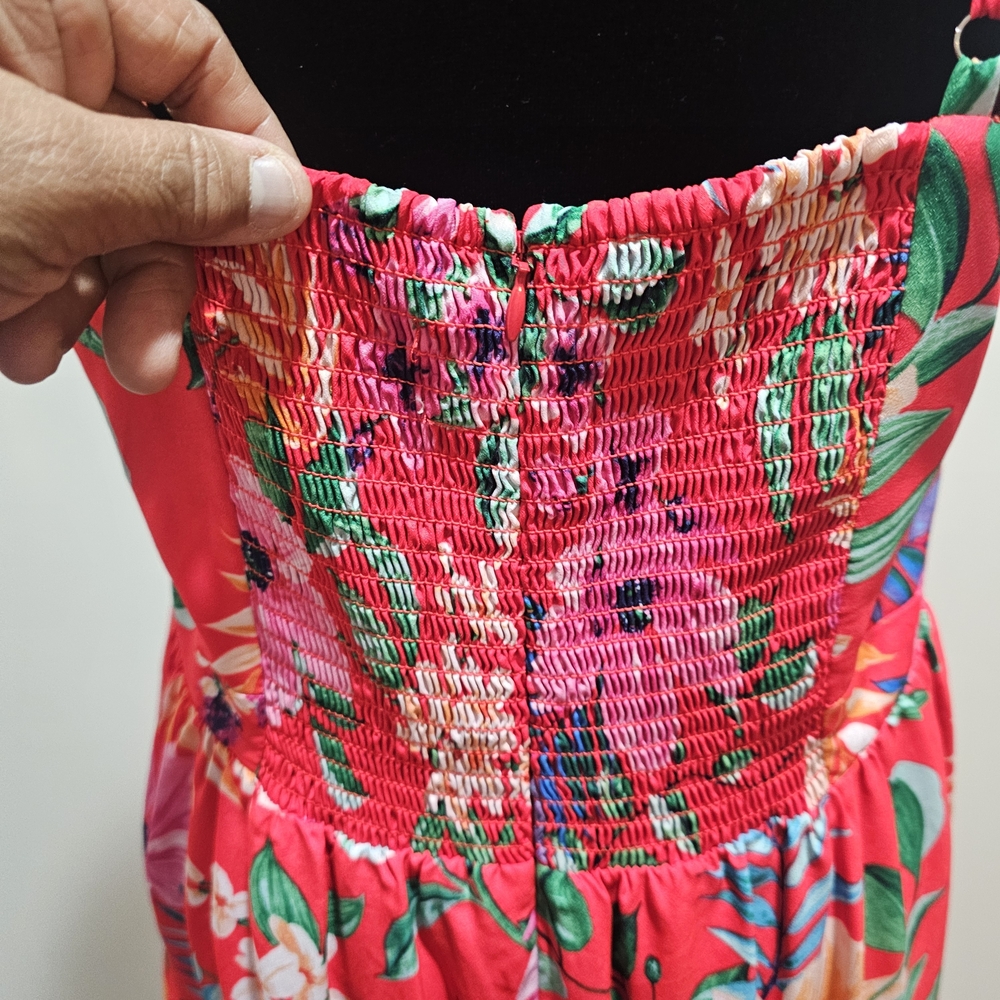 Eliza J Pink Floral Tie Front Tiered Maxi Dress Size 12 {Bx21} - Picture 9 of 12